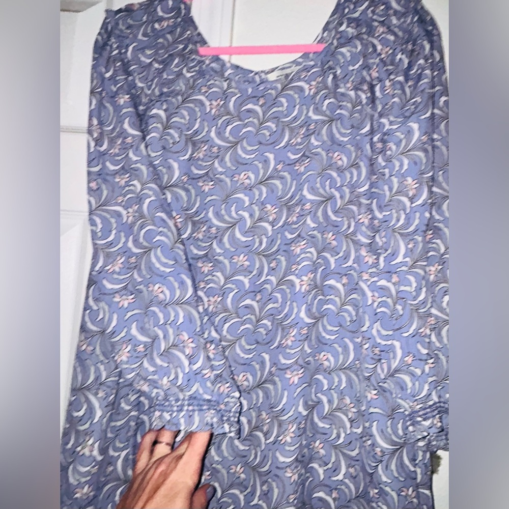 Max Studio Blue and Pink Floral Top